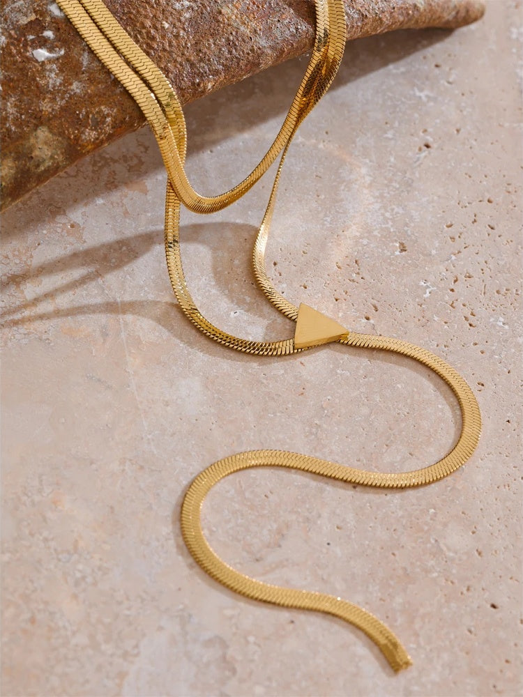 Double layer snake chain pendant necklace - product image