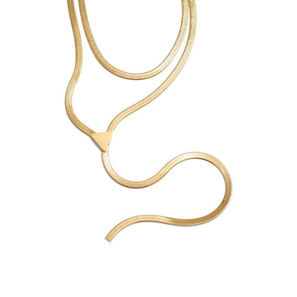 Double layer snake chain pendant necklace - product image