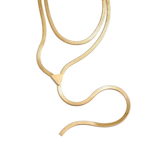 Double layer snake chain pendant necklace - product image