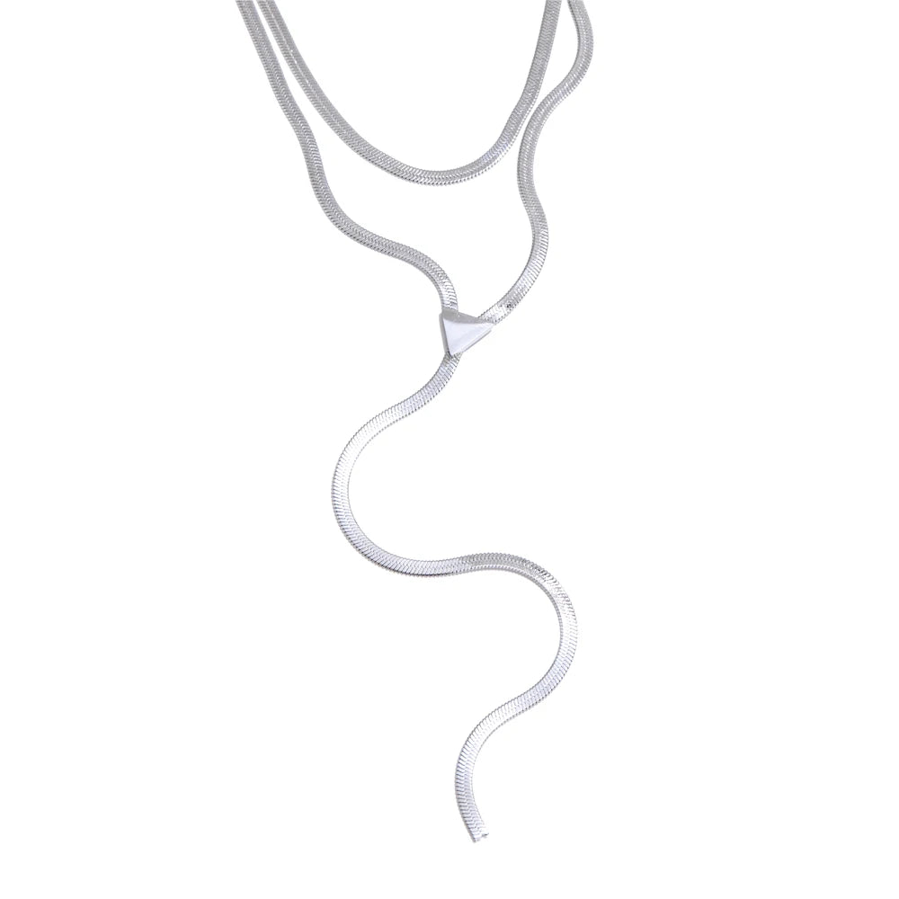 Double layer snake chain pendant necklace - product image