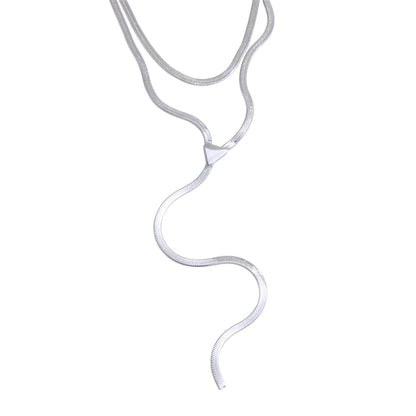 Double layer snake chain pendant necklace - product image