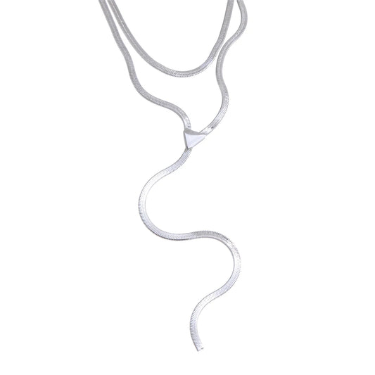Double layer snake chain pendant necklace - product image