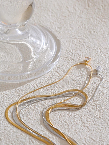 Double layer snake chain water drop pendant necklace - product image