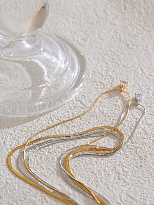 Double layer snake chain water drop pendant necklace - product image
