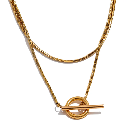 Double layer stacking chain minimalist pendant necklace - product image