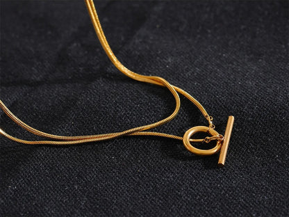 Double layer stacking chain minimalist pendant necklace - product image