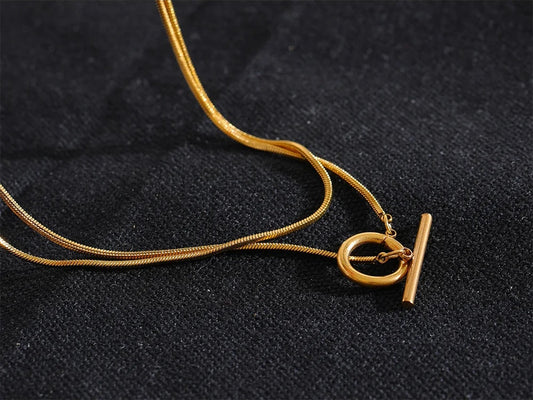 Double layer stacking chain minimalist pendant necklace - product image