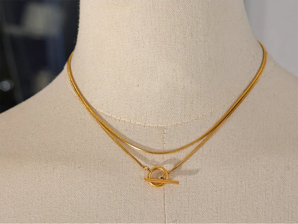 Double layer stacking chain minimalist pendant necklace - product image
