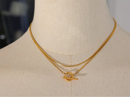 Double layer stacking chain minimalist pendant necklace - product image