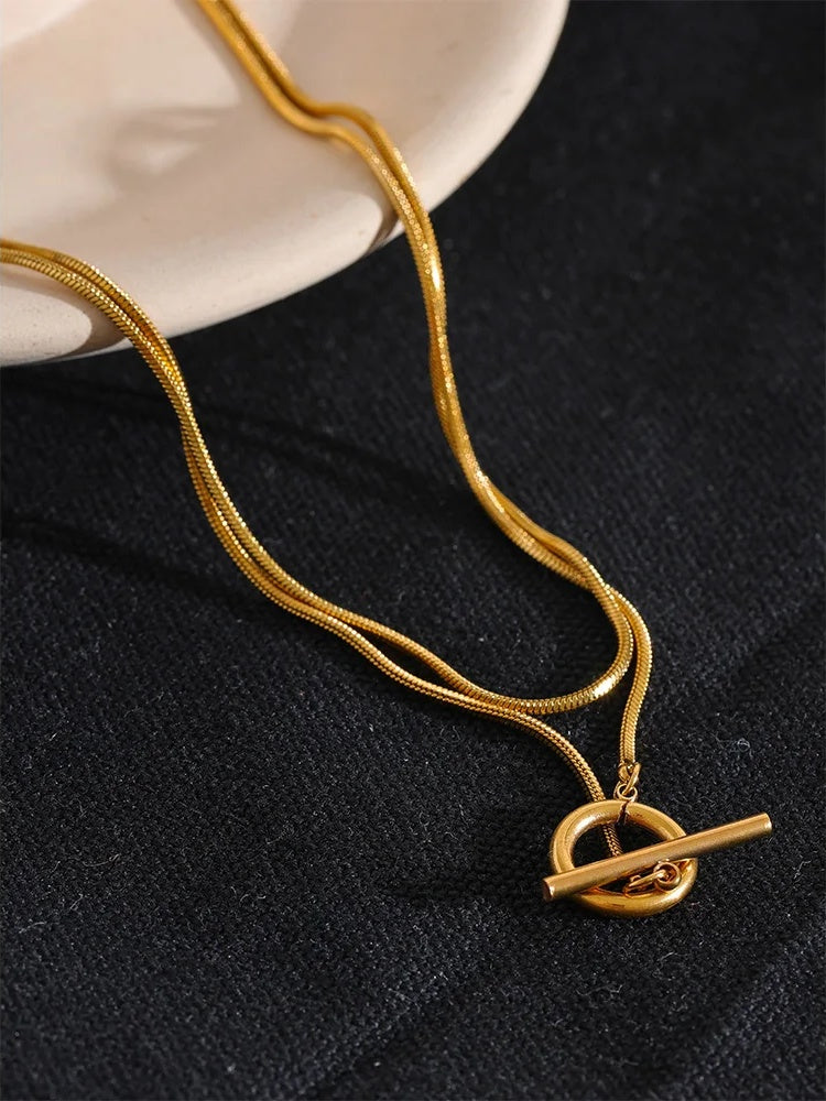 Double layer stacking chain minimalist pendant necklace - product image