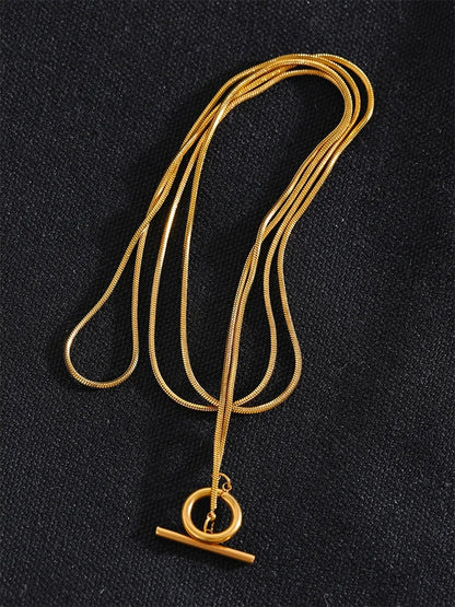 Double layer stacking chain minimalist pendant necklace - product image