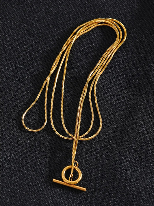 Double layer stacking chain minimalist pendant necklace - product image