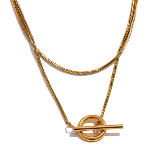 Double layer stacking chain minimalist pendant necklace - product image