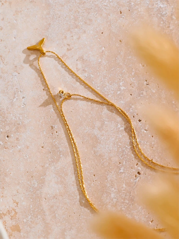 Double layer stacking chain zircon pendant necklace - product image