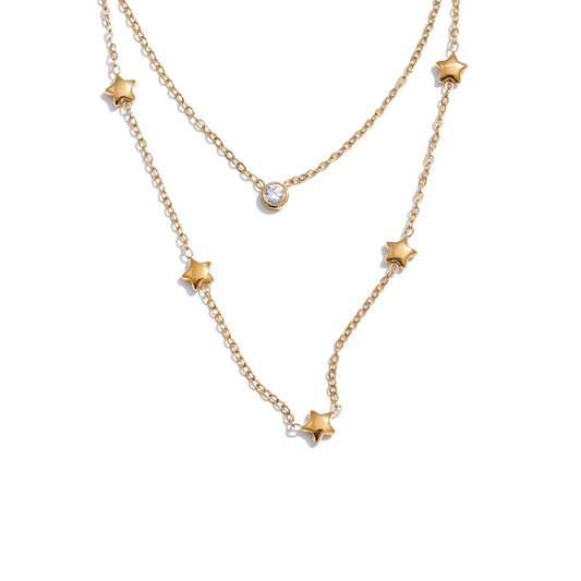 Double layer star zircon chain necklace summer - product image