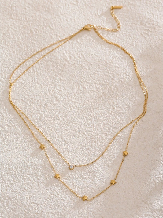 Double layer star zircon chain necklace summer - product image