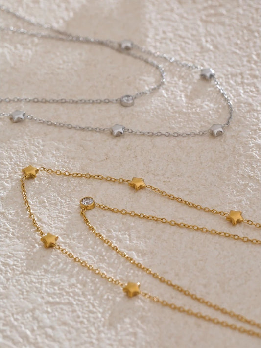 Double layer star zircon chain necklace summer - product image