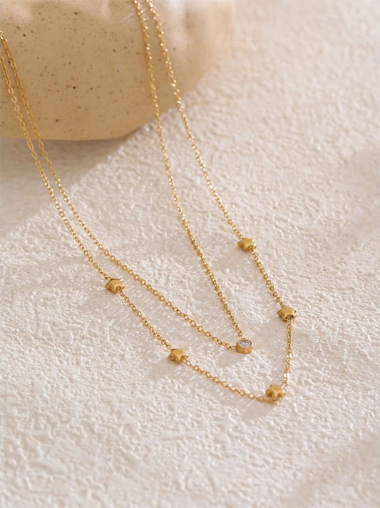 Double layer star zircon chain necklace summer - product image