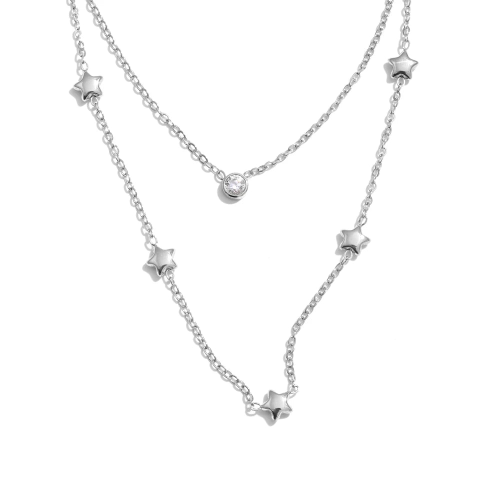 Double layer star zircon chain necklace summer - product image