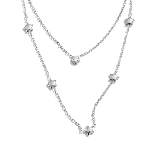 Double layer star zircon chain necklace summer - product image