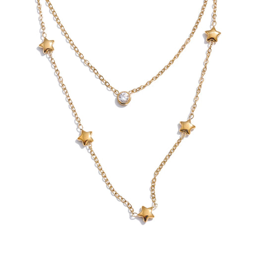 Double layer star zircon chain necklace summer - product image