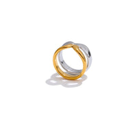 Double Layer X Shape Abstract Wide Ring