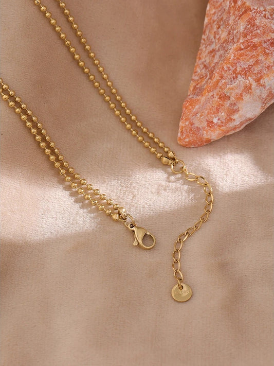 Double layered cubic zirconia bead chain necklace - product image