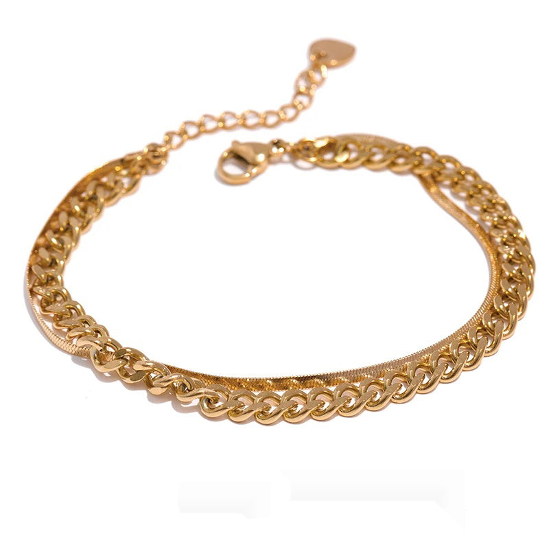 Double layered link chain charm bracelet - product image