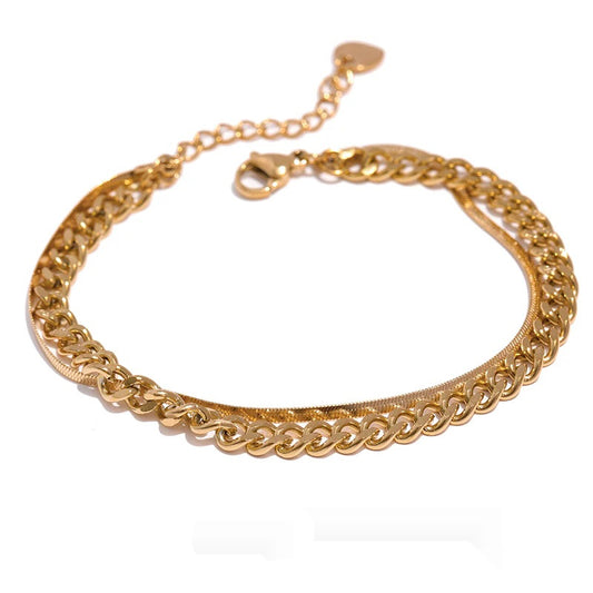 Double layered link chain charm bracelet - product image