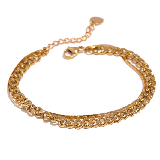 Double layered link chain charm bracelet - product image