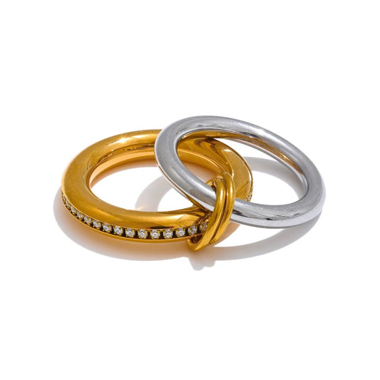 Double layered round zirconia stackable ring - product image