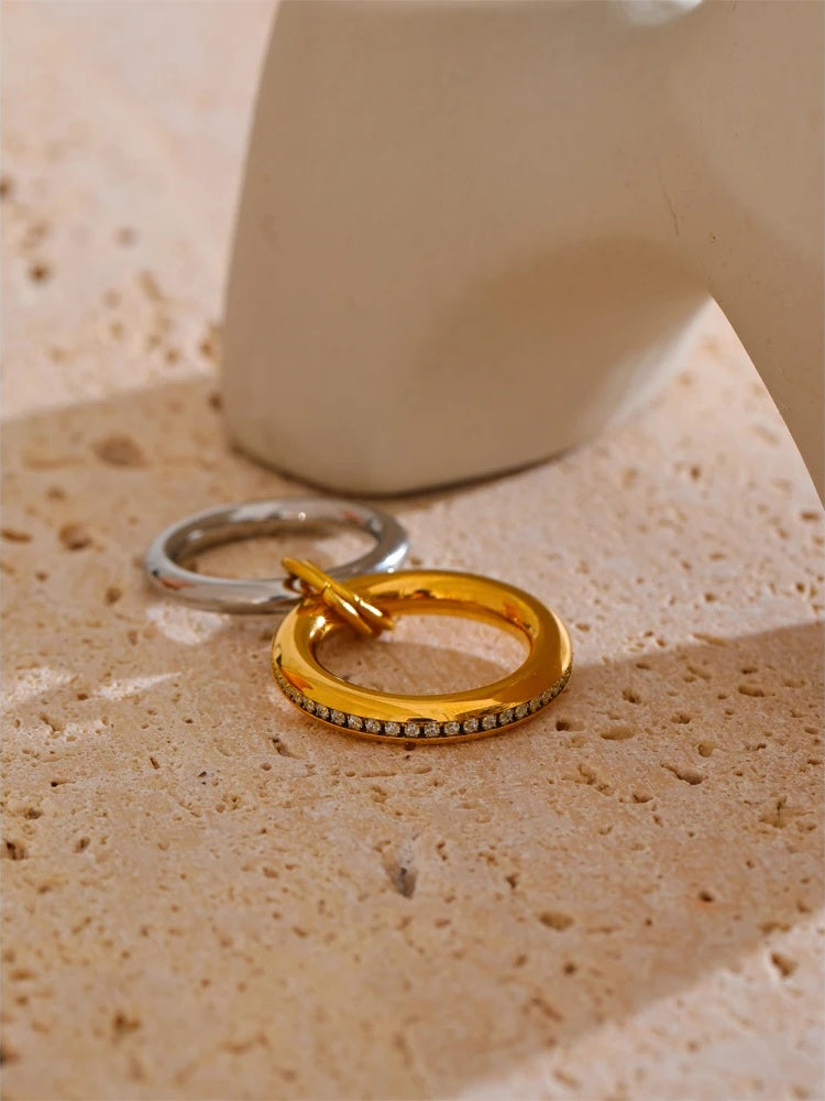 Double layered round zirconia stackable ring - product image