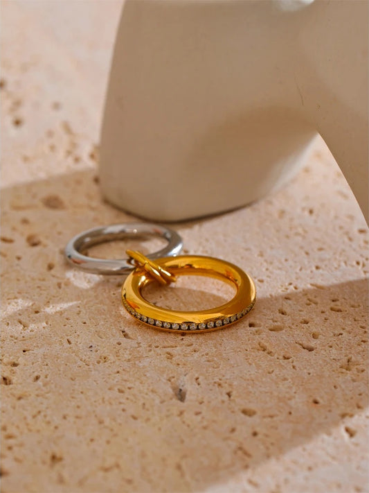 Double layered round zirconia stackable ring - product image