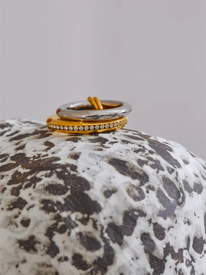 Double layered round zirconia stackable ring - product image