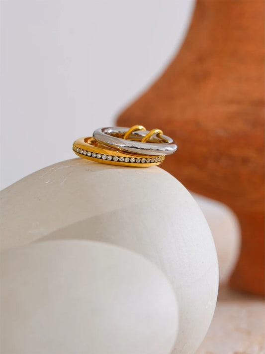 Double layered round zirconia stackable ring - product image