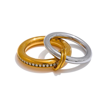 Double layered round zirconia stackable ring - product image