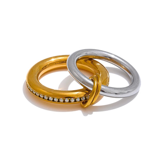 Double layered round zirconia stackable ring - product image