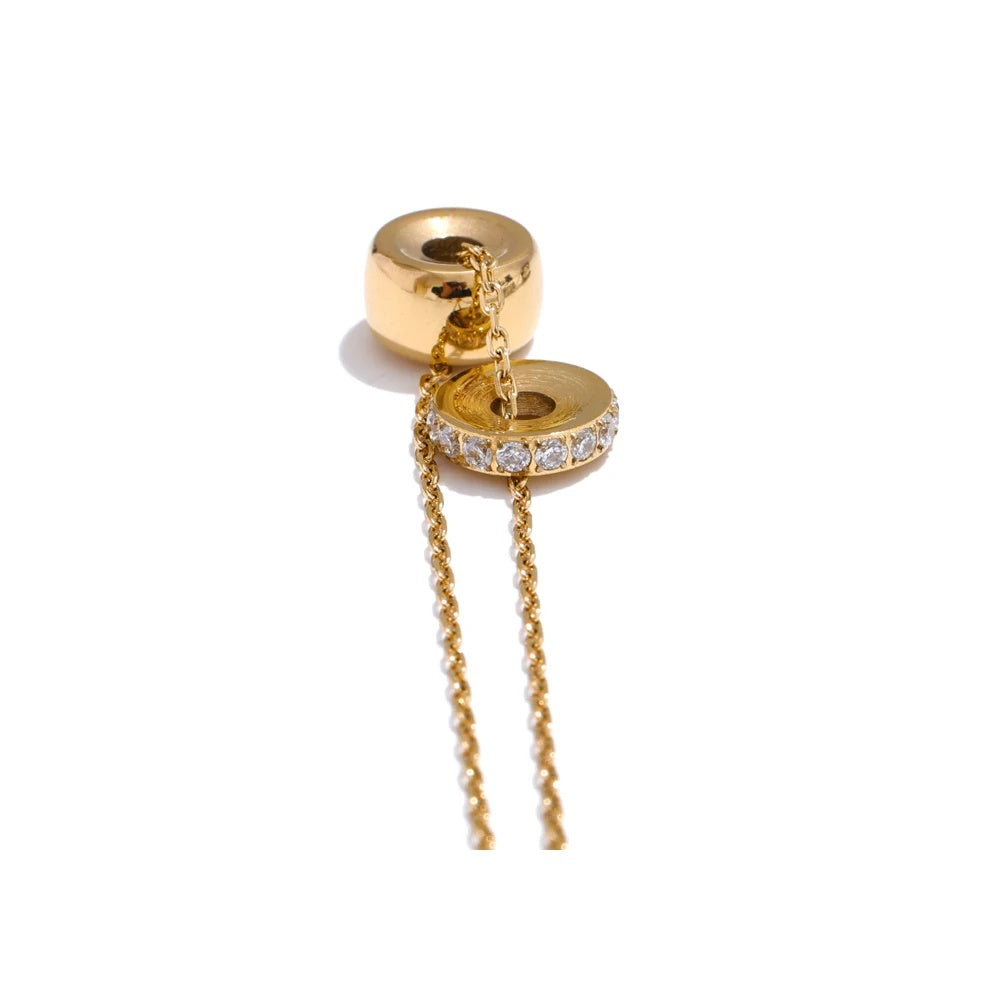 Double round zirconia removable pendant necklace - product image