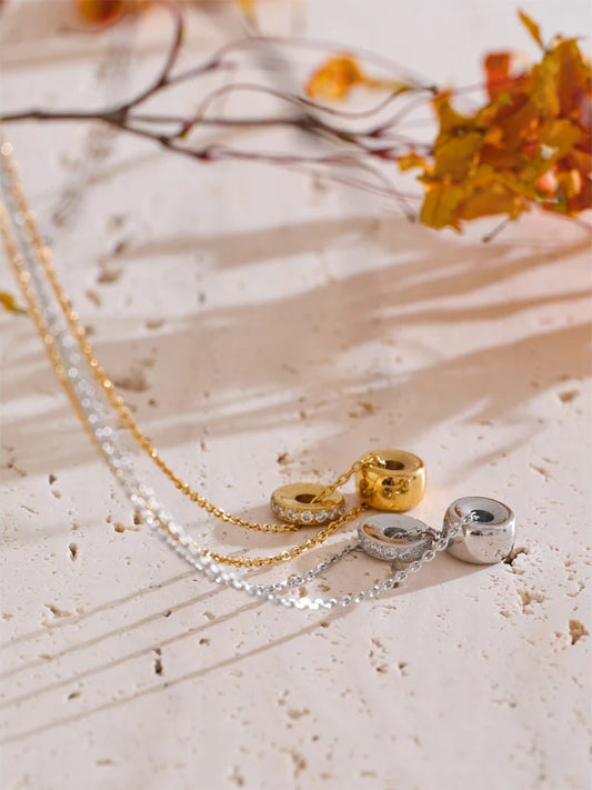 Double round zirconia removable pendant necklace - product image