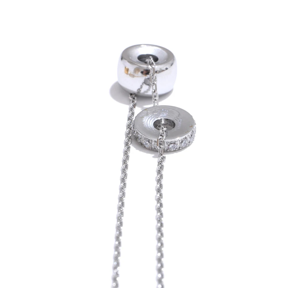 Double round zirconia removable pendant necklace - product image