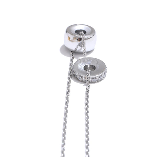 Double round zirconia removable pendant necklace - product image