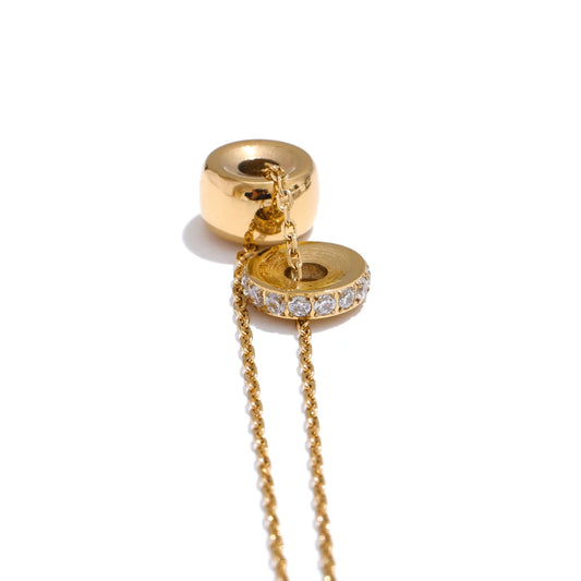 Double round zirconia removable pendant necklace - product image