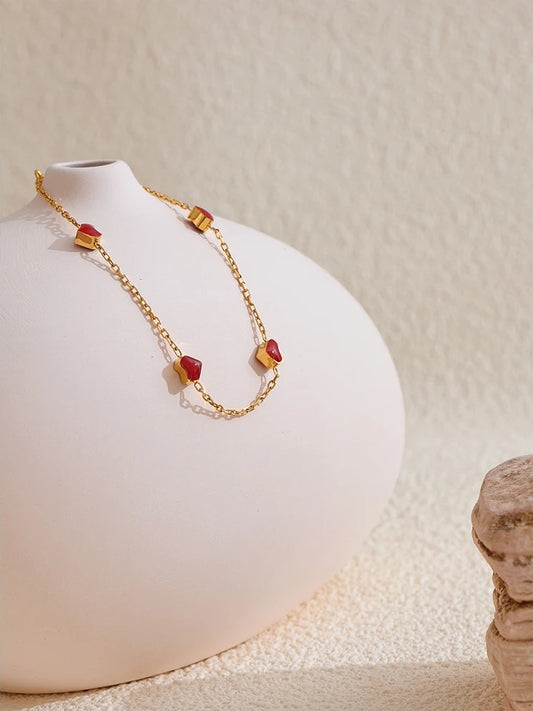 Double side enamel heart link bracelet - product image