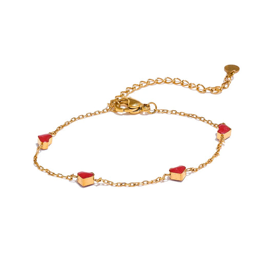 Double side enamel heart link bracelet - product image
