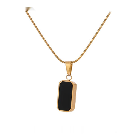Double-sided black white enamel pendant necklace - product image