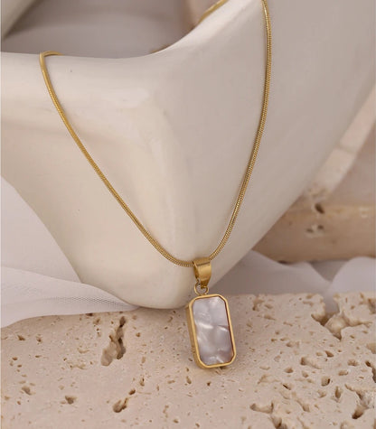 Double-sided black white enamel pendant necklace - product image