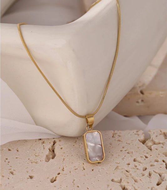 Double-sided black white enamel pendant necklace - product image