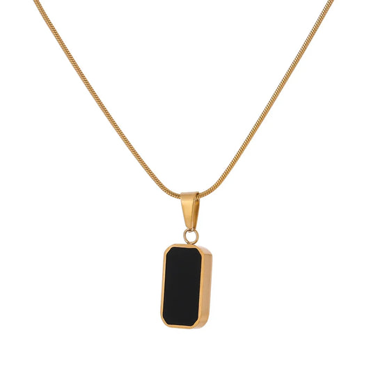 Double-sided black white enamel pendant necklace - product image