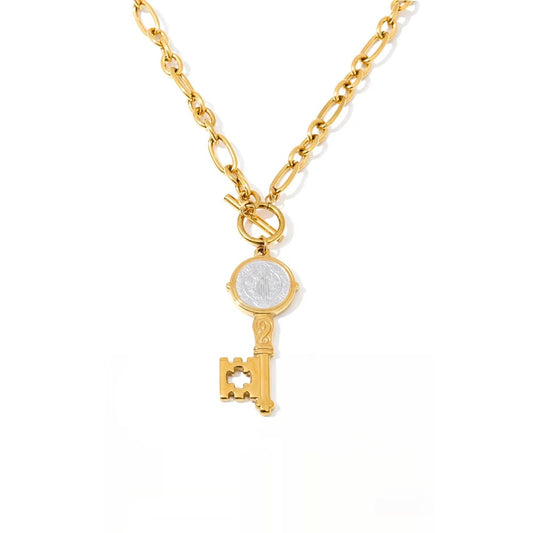 Double-sided lock pendant handmade necklace - product image