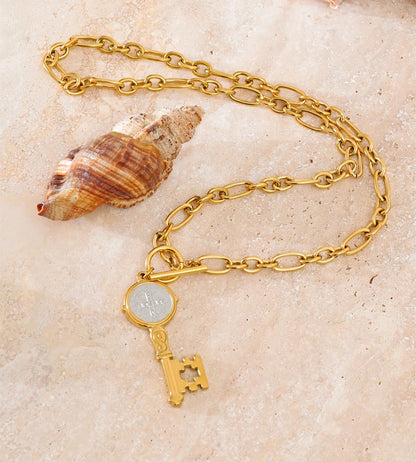 Double-sided lock pendant handmade necklace - product image